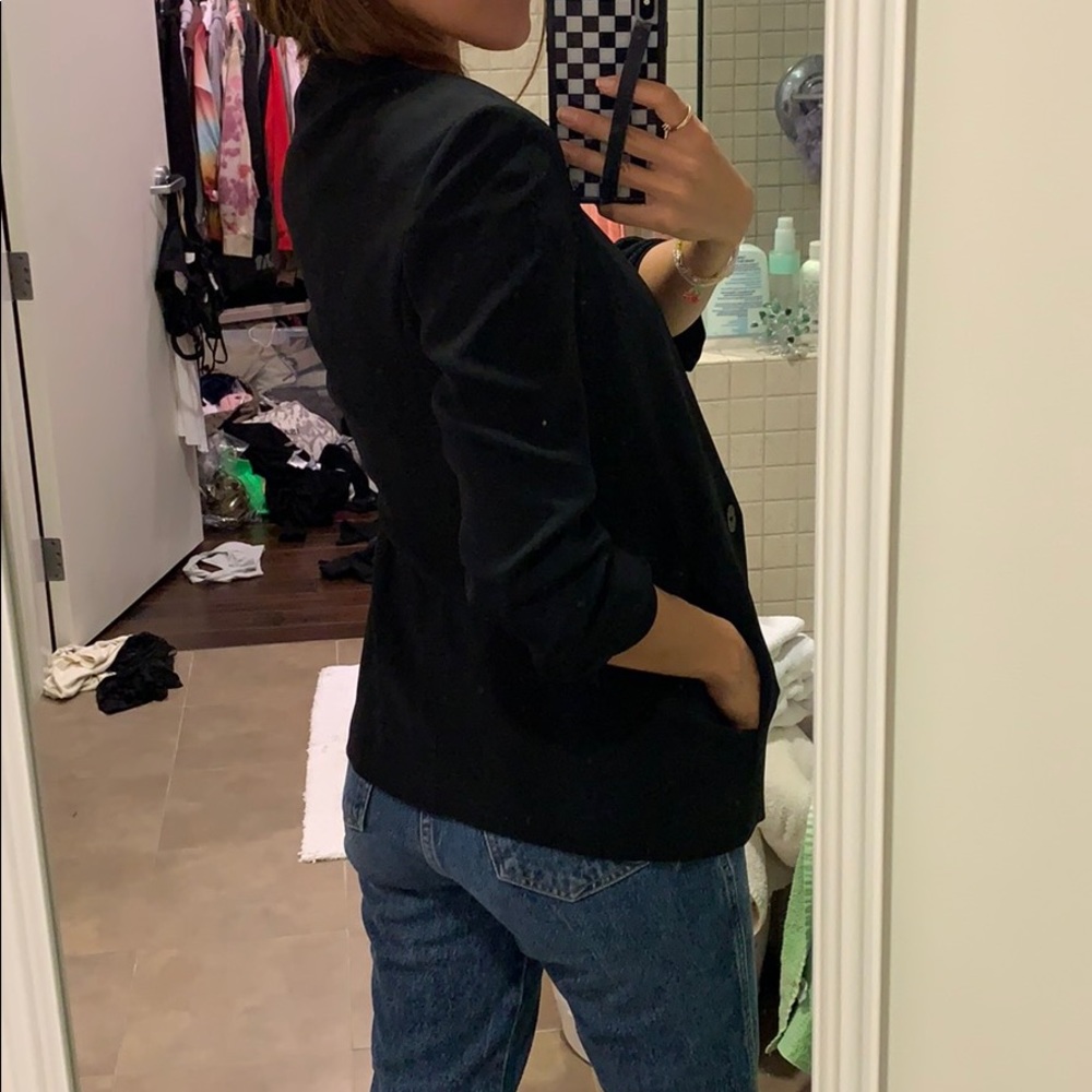 Zara collarless ruched slv blazer sz XS - Picture 3 of 3